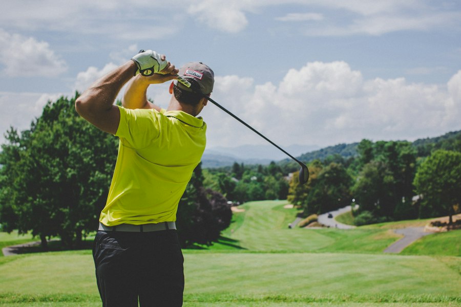 Golfer hitting an iron shot